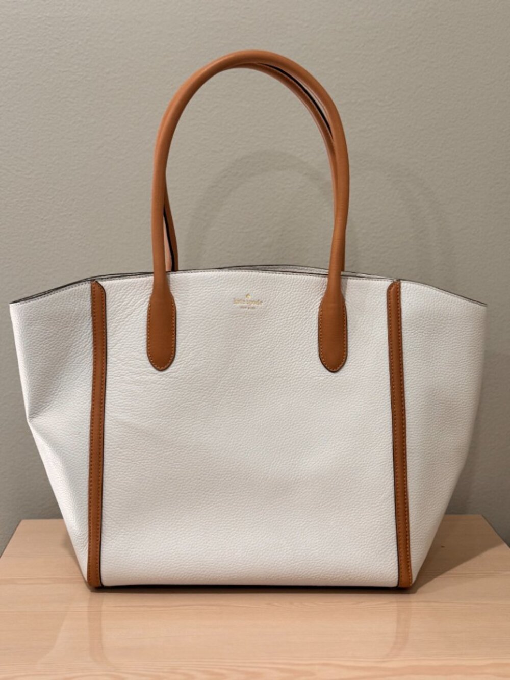 Kate Spade Forster Caroline Lane Leather Tote Cream/Natural